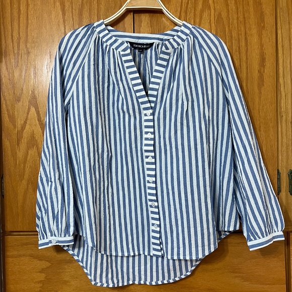 Veronica Beard Judith Striped Cotton Blouse - Picture 7 of 11